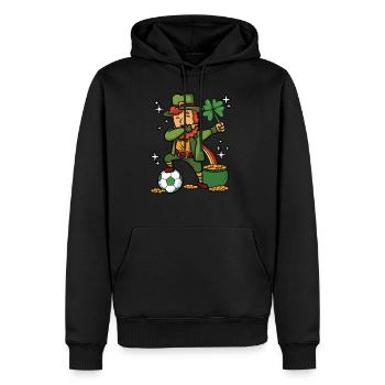 Dabbing Fußball Leprechaun - Männer Premium Bio Hoodie - Schwarz - Vorne - Nico (187cm)