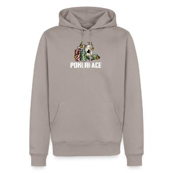Pokerface Pokern Poker - Männer Premium Bio Hoodie - Taupe - Vorne - Nico (187cm)
