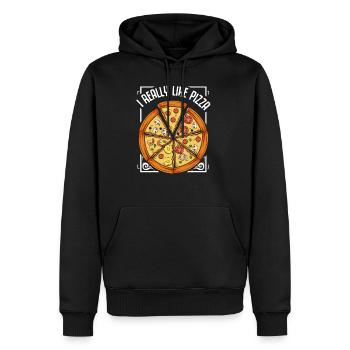 Pizza - Sweat à capuche Premium bio Homme - noir - Devant - Nico (187cm)