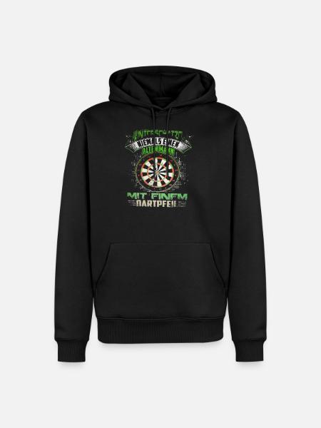 Unterschätze nie einen alten Mann Dart Spruch - Männer Premium Bio Hoodie - Schwarz