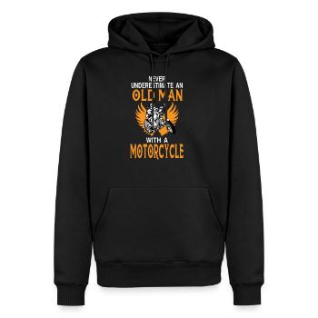 Moto moto moto shirt - Sweat à capuche Premium bio Homme - noir - Devant - Nico (187cm)