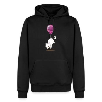 Süße Weißes Kätzchen Ballon T-Shirt - Männer Premium Bio Hoodie - Schwarz - Vorne - Nico (187cm)