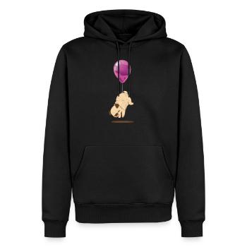 Süßer Mops Hund Ballon T-Shirt - Männer Premium Bio Hoodie - Schwarz - Vorne - Nico (187cm)