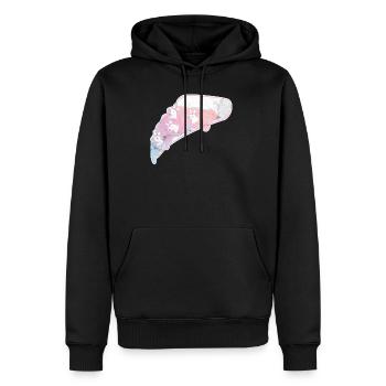Einhorn Pizza Regenbogen T-Shirt - Männer Premium Bio Hoodie - Schwarz - Vorne - Nico (187cm)