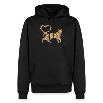Süßes Katzenherz Pizza T-Shirt Geschenk - Männer Premium Bio Hoodie - Schwarz - Vorne - Nico (187cm)