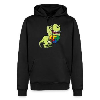 Dinosaures de l'autisme - Sweat à capuche Premium bio Homme - noir - Devant - Nico (187cm)