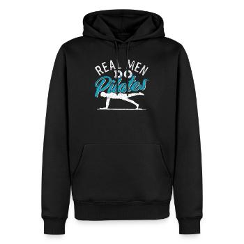 Pilates - Sweat à capuche Premium bio Homme - noir - Devant - Nico (187cm)