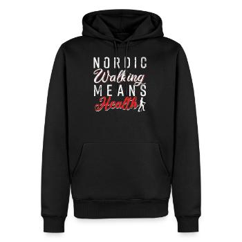 Marche nordique - Sweat à capuche Premium bio Homme - noir - Devant - Nico (187cm)
