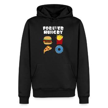 Forever Hungry | Hamburger Pommes Donut Geschenk - Männer Premium Bio Hoodie - Schwarz - Vorne - Nico (187cm)