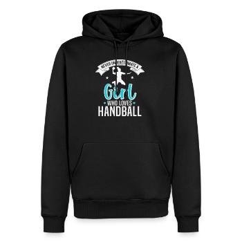 handball fille femme dames handball - Sweat à capuche Premium bio Homme - noir - Devant - Nico (187cm)