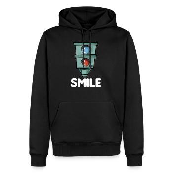SMILE Starenkasten Blitzer Raser Knöllchen Cartoon - Men’s Premium Organic Hoodie - black - Front - Nico (187cm)