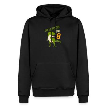 8 ans T-Rex Dino 8ème anniversaire jeune cadeau - Sweat à capuche Premium bio Homme - noir - Devant - Nico (187cm)