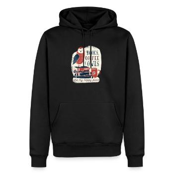 Bücher Kaffee und Eulen - Männer Premium Bio Hoodie - Schwarz - Vorne - Nico (187cm)