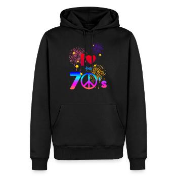70er Liebe - Männer Premium Bio Hoodie - Schwarz - Vorne - Nico (187cm)