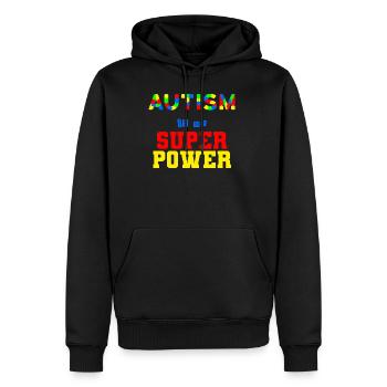 Autisme - Sweat à capuche Premium bio Homme - noir - Devant - Nico (187cm)