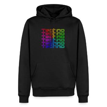 Techno Musik Bass Regenbogen Neon Geschenk - Männer Premium Bio Hoodie - Schwarz - Vorne - Nico (187cm)