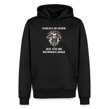 Motocycliste à la retraite - Sweat à capuche Premium bio Homme - noir - Devant - Nico (187cm)