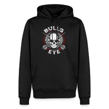Bullseye Totenkopf Dart Darts Dartscheibe Geschenk - Männer Premium Bio Hoodie - Schwarz - Vorne - Nico (187cm)