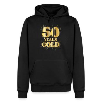 Anniversaire 50 Years gOLD anniversaire rond - Sweat à capuche Premium bio Homme - noir - Devant - Nico (187cm)