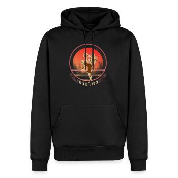 Muay Thai - Sweat à capuche Premium bio Homme - noir - Devant - Nico (187cm)