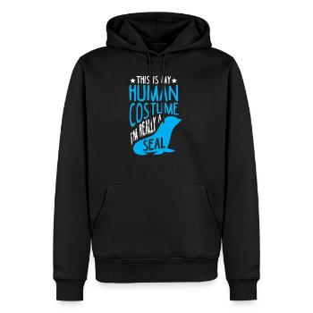 Drôle de phoque zoo animal phoque costume de renard - Sweat à capuche Premium bio Homme - noir - Devant - Nico (187cm)