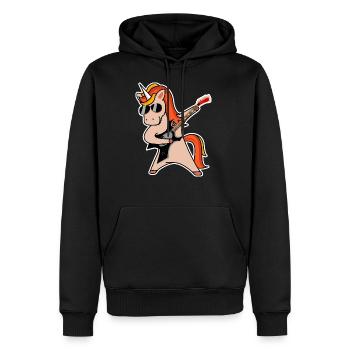 Rock Einhorn mit Gitarre Geschenk Geschenkidee - Männer Premium Bio Hoodie - Schwarz - Vorne - Nico (187cm)