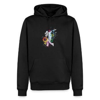Jupe haut breakdance - Sweat à capuche Premium bio Homme - noir - Devant - Nico (187cm)
