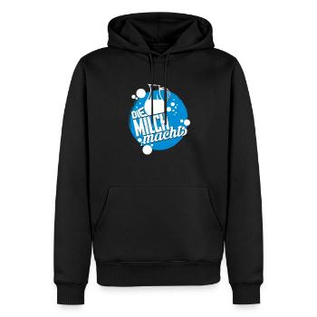 Die Milch machts, nostalgisches Werbeschild - Männer Premium Bio Hoodie - Schwarz - Vorne - Nico (187cm)