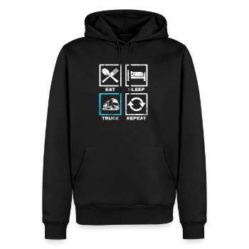 Mangez Sommeil Camion Répétez Trucker Truck Driver Gift - Sweat à capuche Premium bio Homme - noir - Devant - Nico (187cm)