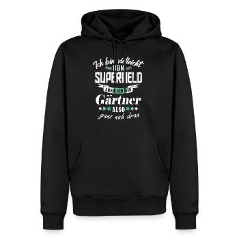 Superheld Gärtner - Männer Premium Bio Hoodie - Schwarz - Vorne - Nico (187cm)