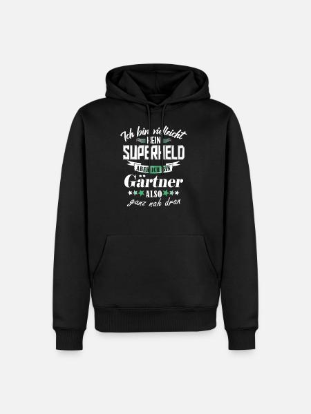 Superheld Gärtner - Männer Premium Bio Hoodie - Schwarz