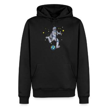 Fussball spielender Astronaut Weltraum Geschenk - Männer Premium Bio Hoodie - Schwarz - Vorne - Nico (187cm)
