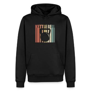 Geschenk Fitness GYM Shirt Bodybuilding Kettlebell - Männer Premium Bio Hoodie - Schwarz - Vorne - Nico (187cm)