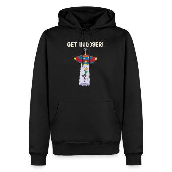 Get In Loser Alien Ufo Alien Cadeau - Sweat à capuche Premium bio Homme - noir - Devant - Nico (187cm)