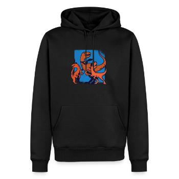 Papa Dino Fête Des Pères - Sweat à capuche Premium bio Homme - noir - Devant - Nico (187cm)