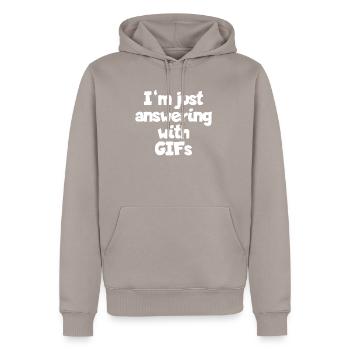 Répondre à un message texte GIF Chat Cadeau - Sweat à capuche Premium bio Homme - taupe - Devant - Nico (187cm)