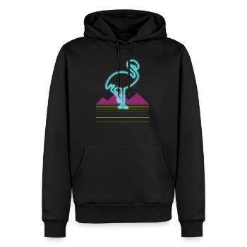 80er Jahre Retro Neon Rosa Flamingo Vogel Geschenk - Männer Premium Bio Hoodie - Schwarz - Vorne - Nico (187cm)