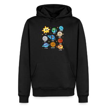 Univers du système solaire Planet galaxy - Sweat à capuche Premium bio Homme - noir - Devant - Nico (187cm)