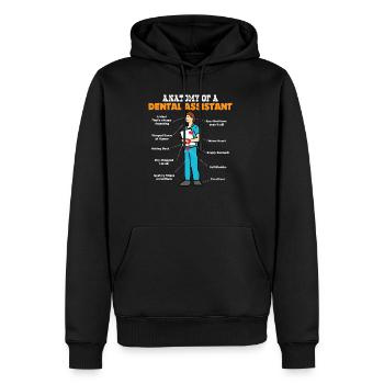 Anatomie d’une assistante dentaire - Proverbes dentaires - Sweat à capuche Premium bio Homme - noir - Devant - Nico (187cm)
