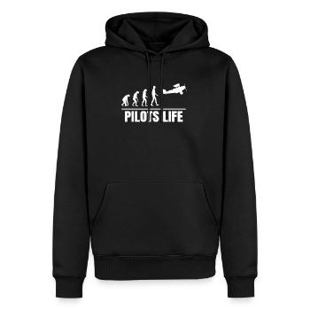 Pilote co-pilote capitaine de vol Idée cadeau fête des pères - Sweat à capuche Premium bio Homme - noir - Devant - Nico (187cm)