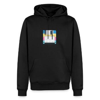 Vintage Diskette - 90er - Männer Premium Bio Hoodie - Schwarz - Vorne - Nico (187cm)