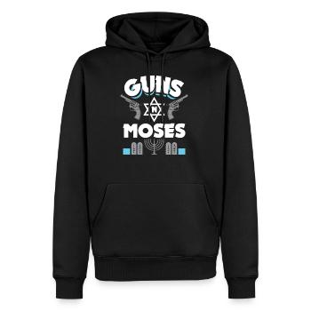 Guns N Moses - Lustiger jüdischer Spruch - Männer Premium Bio Hoodie - Schwarz - Vorne - Nico (187cm)