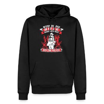 Pompier disant chemise cadeau - Sweat à capuche Premium bio Homme - noir - Devant - Nico (187cm)
