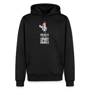 Poulet chuchoteur paysan poulet coq cadeau - Sweat à capuche Premium bio Homme - noir - Devant - Nico (187cm)