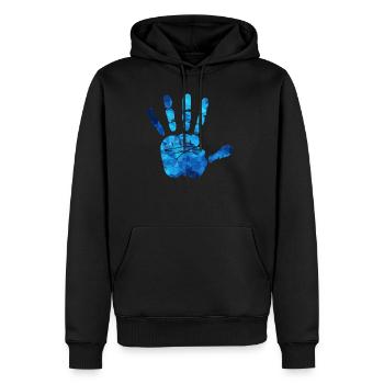 Mains de polygones bleus - Sweat à capuche Premium bio Homme - noir - Devant - Nico (187cm)