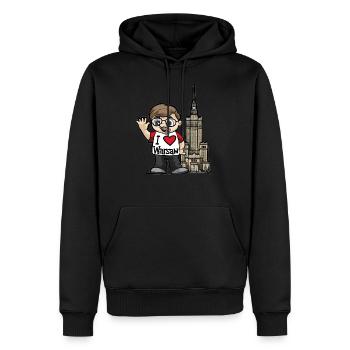 I LOVE WARSAW Varsovie Pologne Polonais Tourist Polonais - Sweat à capuche Premium bio Homme - noir - Devant - Nico (187cm)