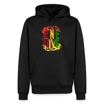 un cadeau cool couleurs reggae d'amour - Sweat à capuche Premium bio Homme - noir - Devant - Nico (187cm)