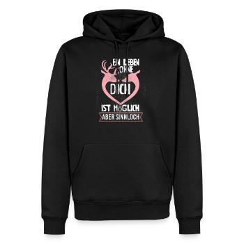 Une vie sans toi est possible, mais le trou des sens - Sweat à capuche Premium bio Homme - noir - Devant - Nico (187cm)