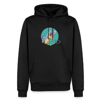 T-Rex beim Tennis - Männer Premium Bio Hoodie - Schwarz - Vorne - Nico (187cm)