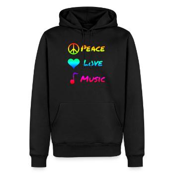 Peace Love Music Paix Musique Symbole Cadeau - Sweat à capuche Premium bio Homme - noir - Devant - Nico (187cm)
